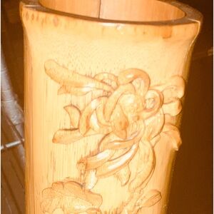 Gorgeous, handcarved, bamboo, vintage vase